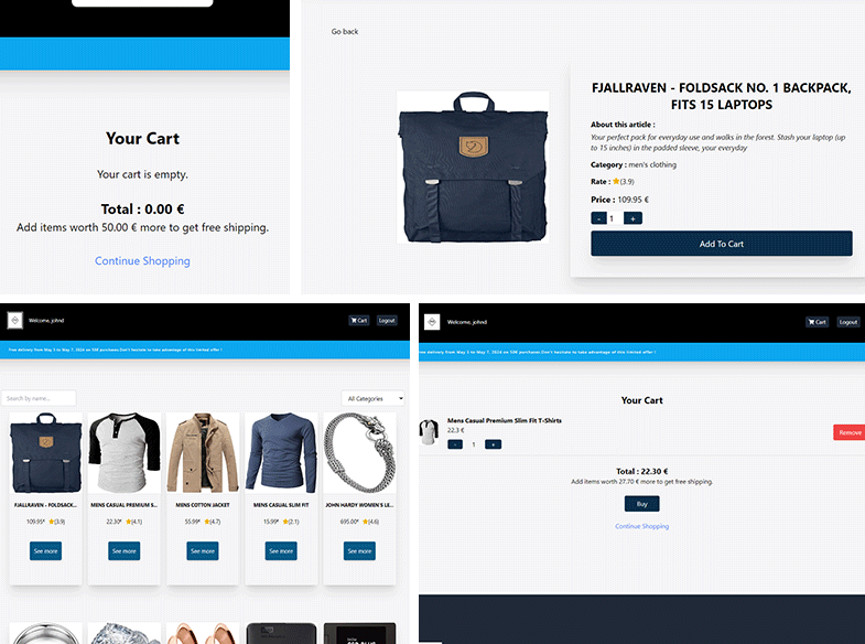 site ecommerce créé par des étudiants